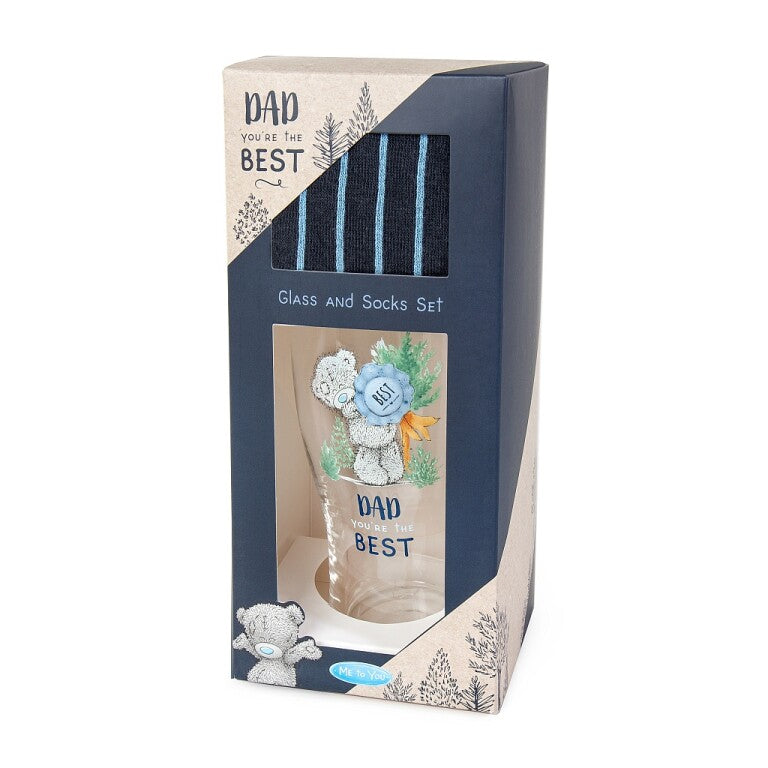 Me to You Father's Day 'Dad You're the Best' beer glass and socks gift set