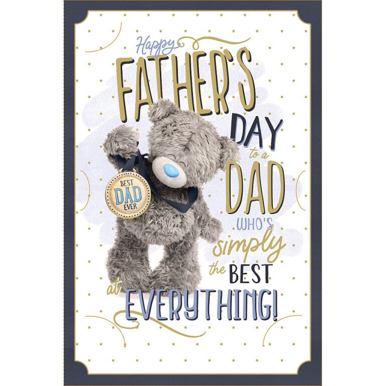 Me to You Luxury Keepsake 3D Father's Day Card, Tatty Teddy With Medal