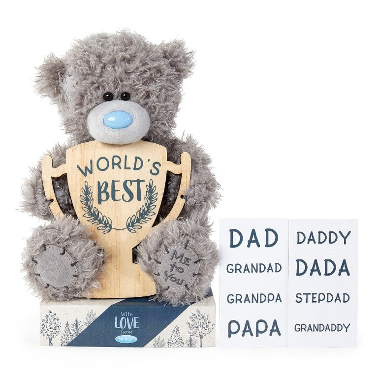 Me to You Father's Day plush bear with personalised trophy