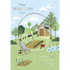 Wishing Well 'Sit Back & Relax' Garden Scene Father's Day Card 7x10