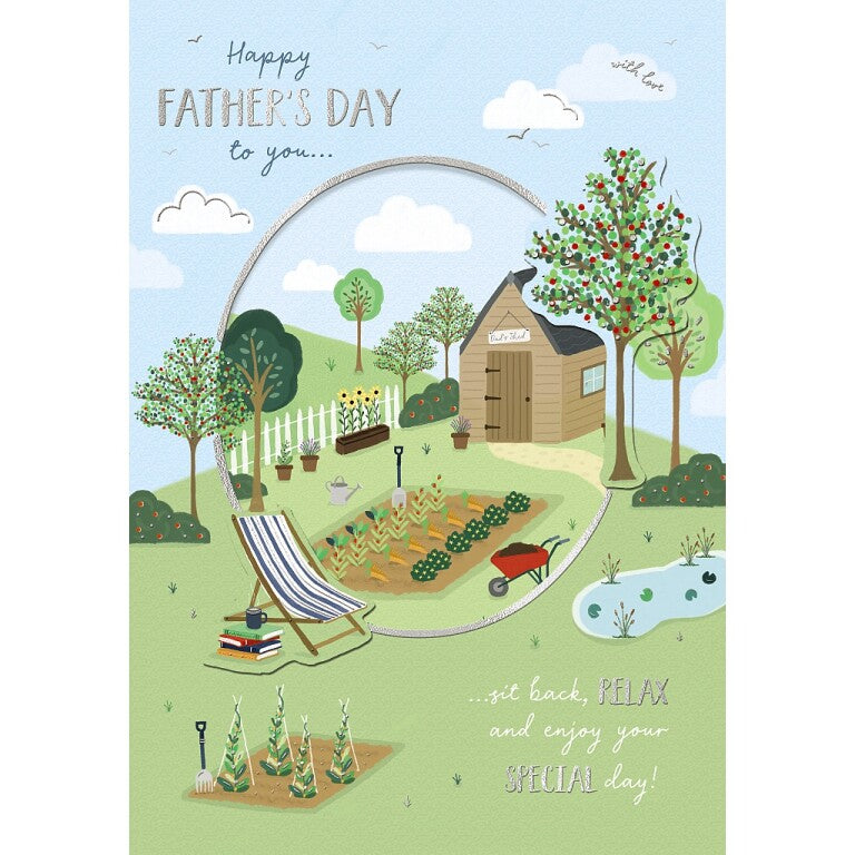 Wishing Well 'Sit Back & Relax' Garden Scene Father's Day Card
