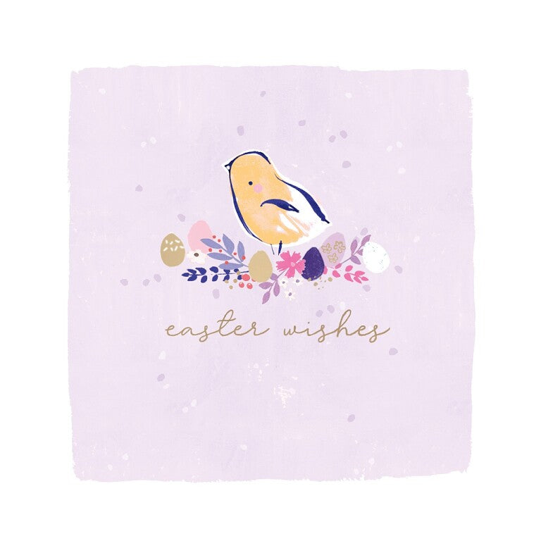 Hotchpotch Easter Card, Cute Chick With Eggs