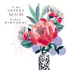 Beautiful Foiled Birthday Card For A Lovely Mum, Contemporary Floral Design - Frida Greeting Card by Hotchpotch London Size 6 x 6 inches