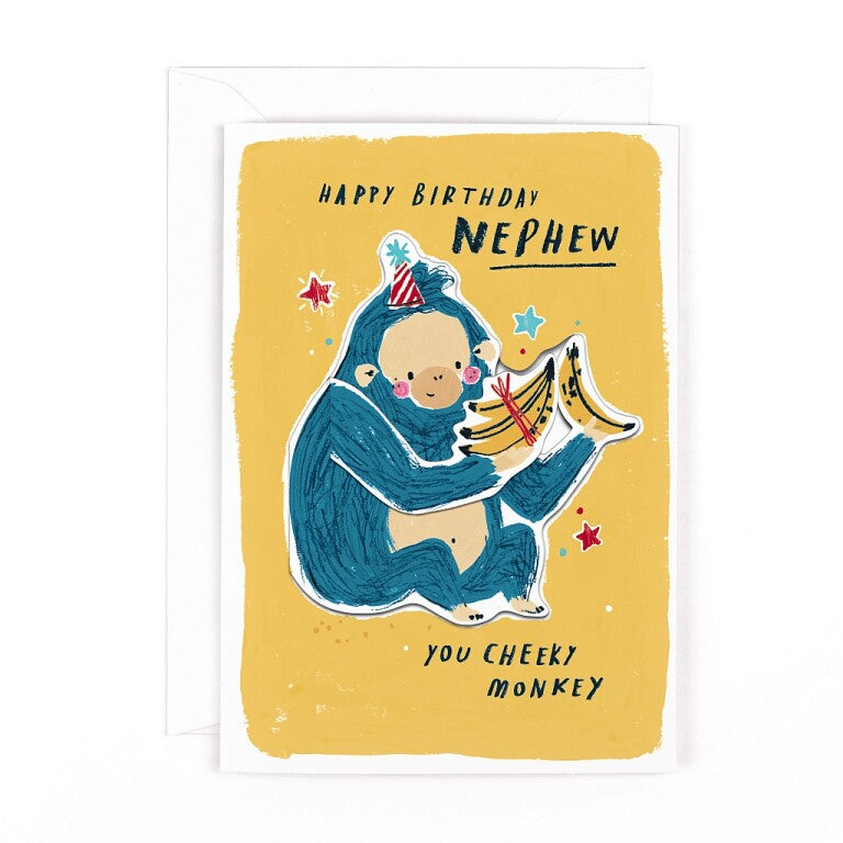Cute 'Cheeky Monkey' Pop-Up Birthday Card For Nephew - Playground Collection By Hotchpotch London Size 5 x 7 inches