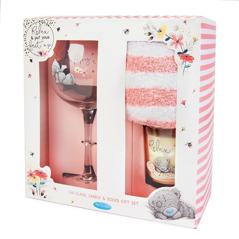 Me to You Gin Glass, Candle and Socks Gift Set