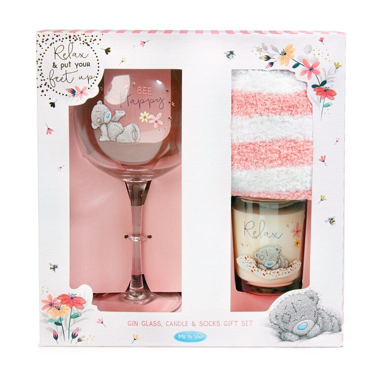 Me to You Gin Glass, Candle and Socks Gift Set