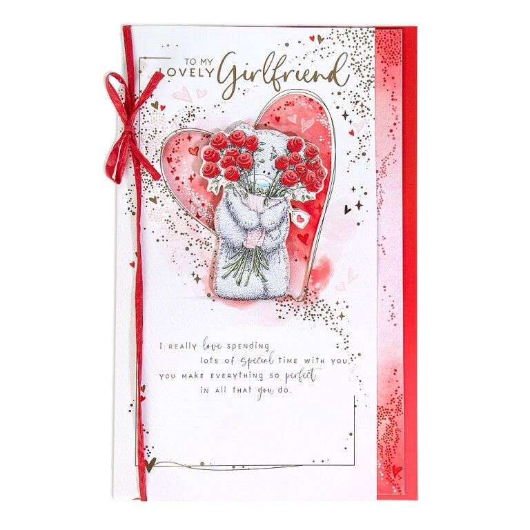 Me to You Tatty Teddy Luxury Hand Made Valentine's Day Card 'To my Lovely Girlfriend' 7 x 11