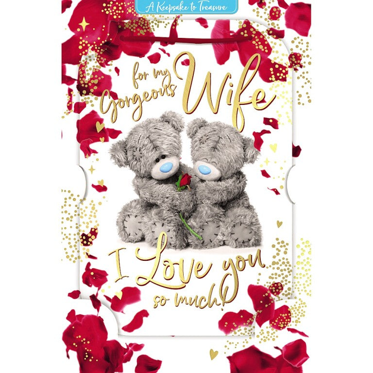 Me to You Tatty Teddy Valentine's Day Luxury 3D Keepsake Card 'For my Gorgeous Wife' 6 x 9