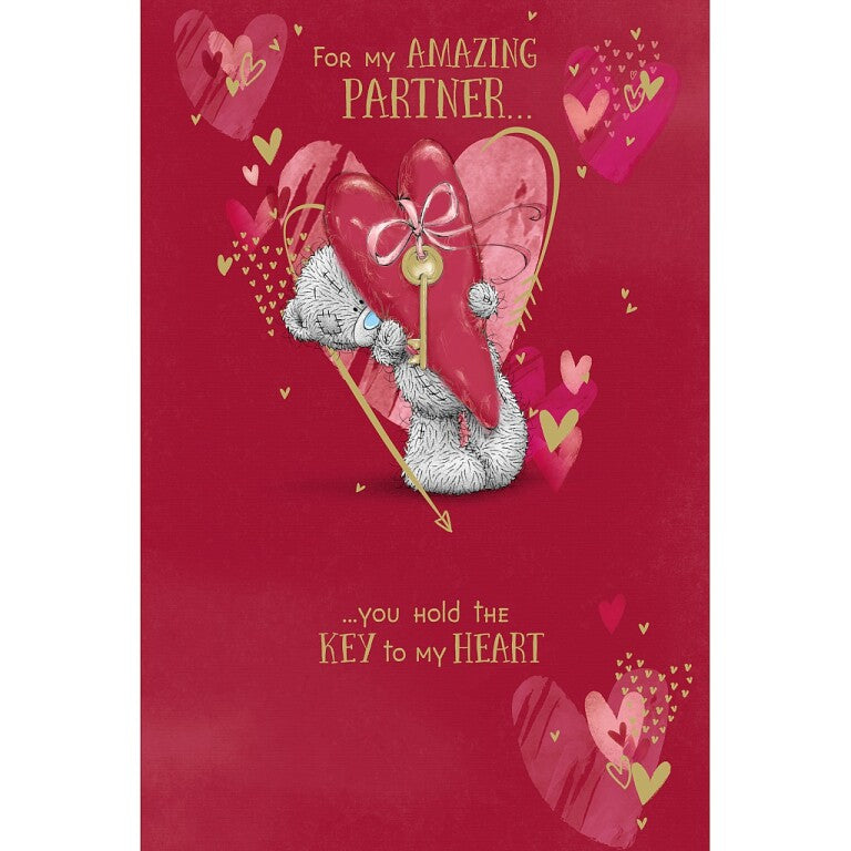 Me to You Tatty Teddy Key to my Heart 'Amazing Partner' Valentine's Day Card 6 x 8