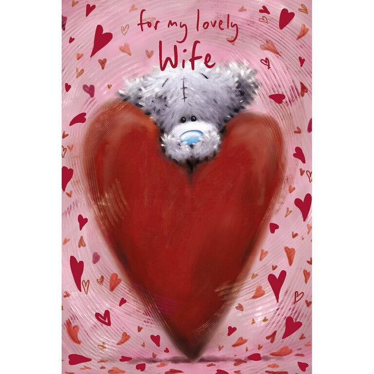 Me to You Tatty Teddy Peeking Above Heart 'Lovely Wife' Valentine's Day Card 6 x 8
