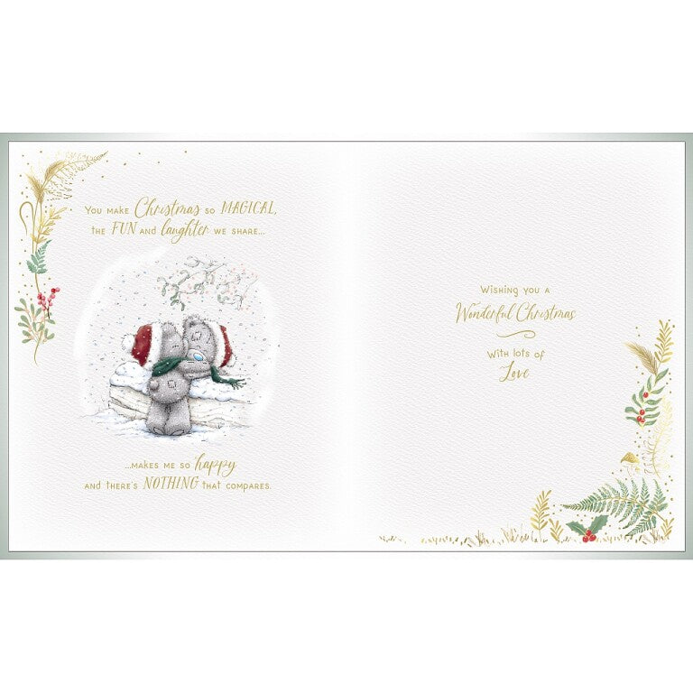 Me to You Tatty Teddy Luxury Boxed Handmade Christmas Card For Boyfriend, Tatty Teddy Bears On Sledge 8x10ins -