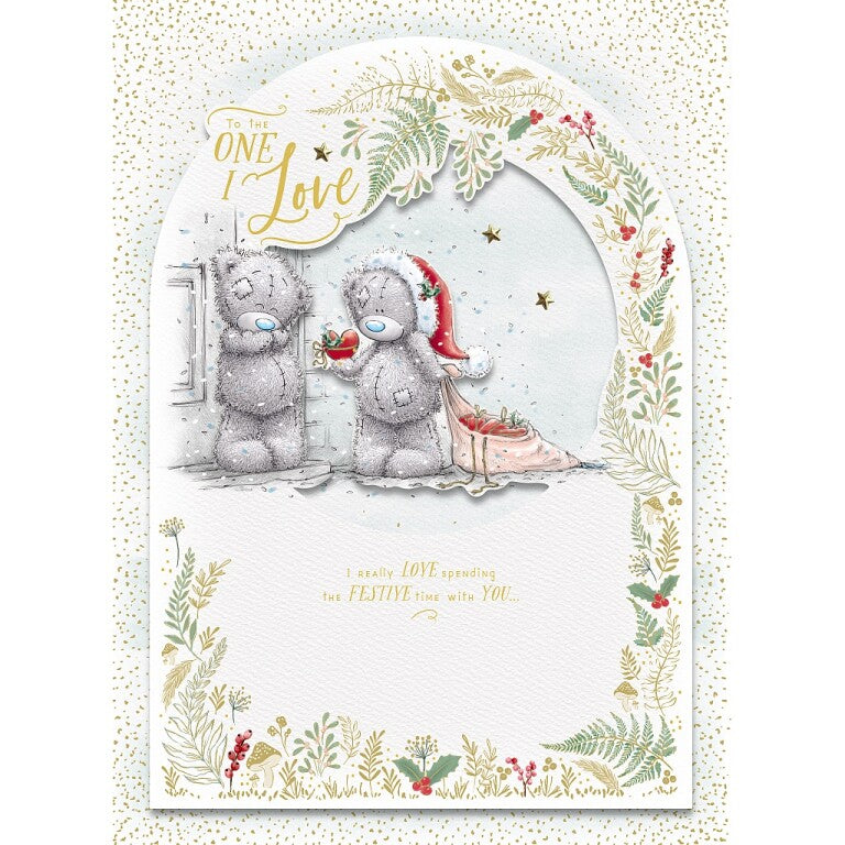 Me to You Tatty Teddy Luxury Handmade Boxed Christmas Card To The One I Love, 5 Illustrated Pages Inside 12x7ins -