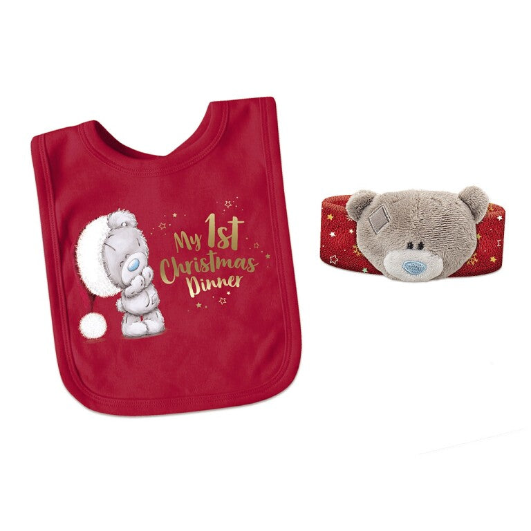 Tiny Tatty Teddy Christmas Bib and Wirst Rattle Set