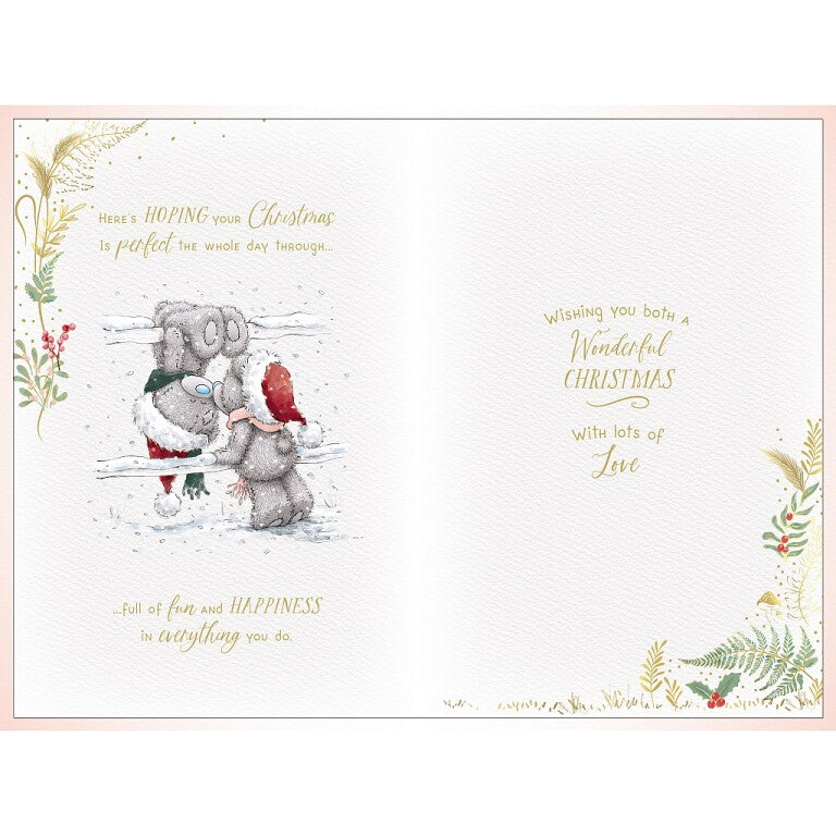 Me to You Tatty Teddy Daughter and Son-in-Law Luxury Handmade Christmas Card, Tatty Teddy Bears Posting Card 6x9ins