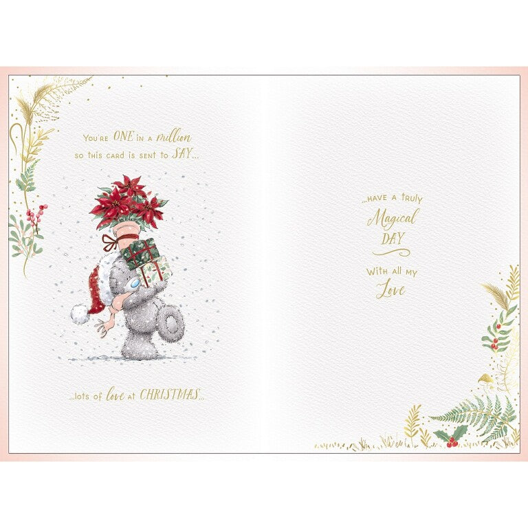 Me to You Tatty Teddy Luxury Handmade Christmas Card For Fiancee 6x9ins