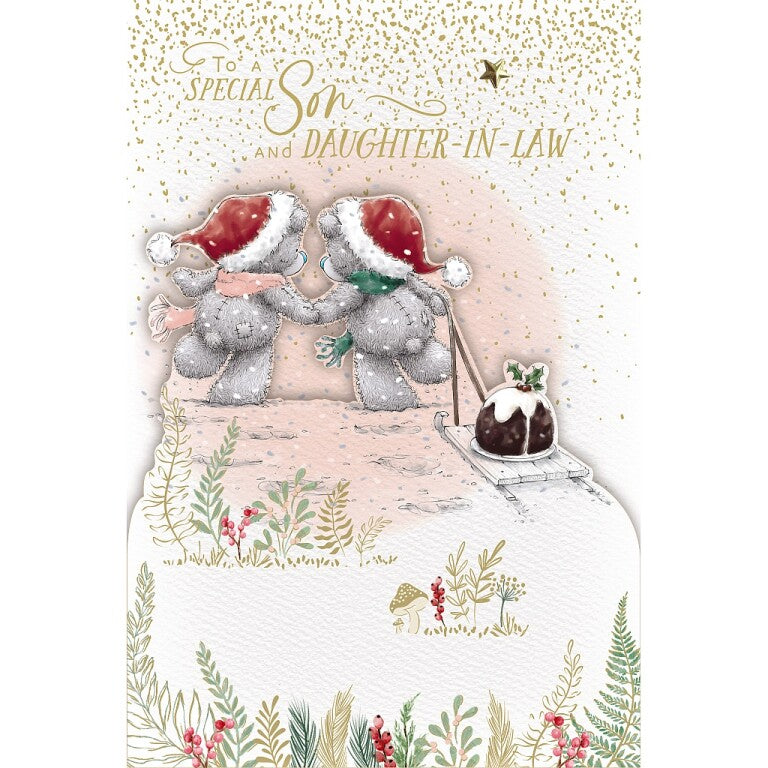 Me to You Tatty Teddy Luxury Handmade Christmas Card For Son & Daughter-in-Law 6x9ins