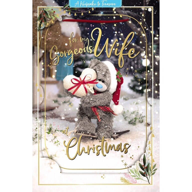 Me to You Tatty Teddy 3D Christmas Keepsake Card For A Gorgeous Wife 6x9ins