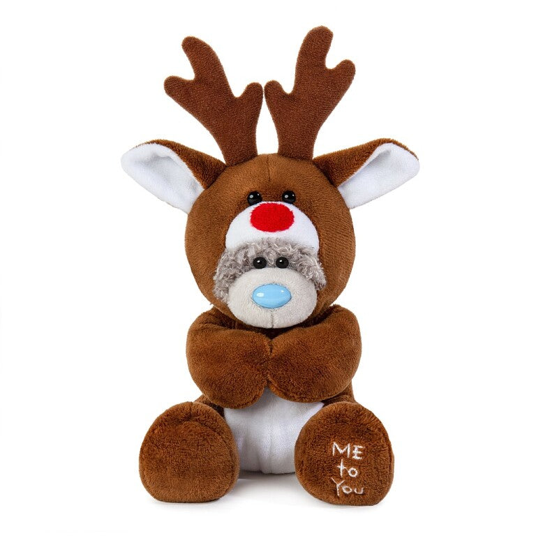 Me to You Tatty Teddy Christmas Reindeer Bear On Gift Plinth 15cm High