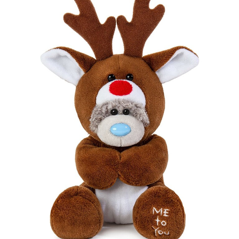 Me to You Tatty Teddy Christmas Reindeer Bear On Gift Plinth 15cm High