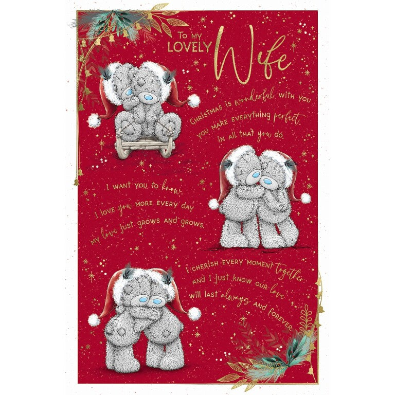 Me To You Tatty Teddy Christmas Card To My Lovely Wife 6x9ins