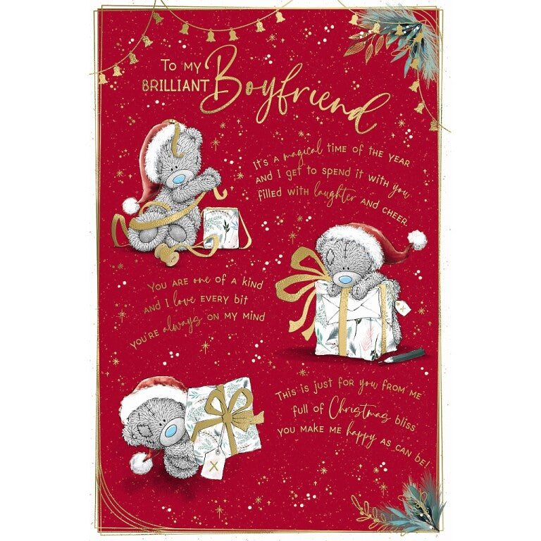 Me To You Tatty Teddy Christmas Card To My Brilliant Boyfriend Bear Wrapping Gift 6x9ins