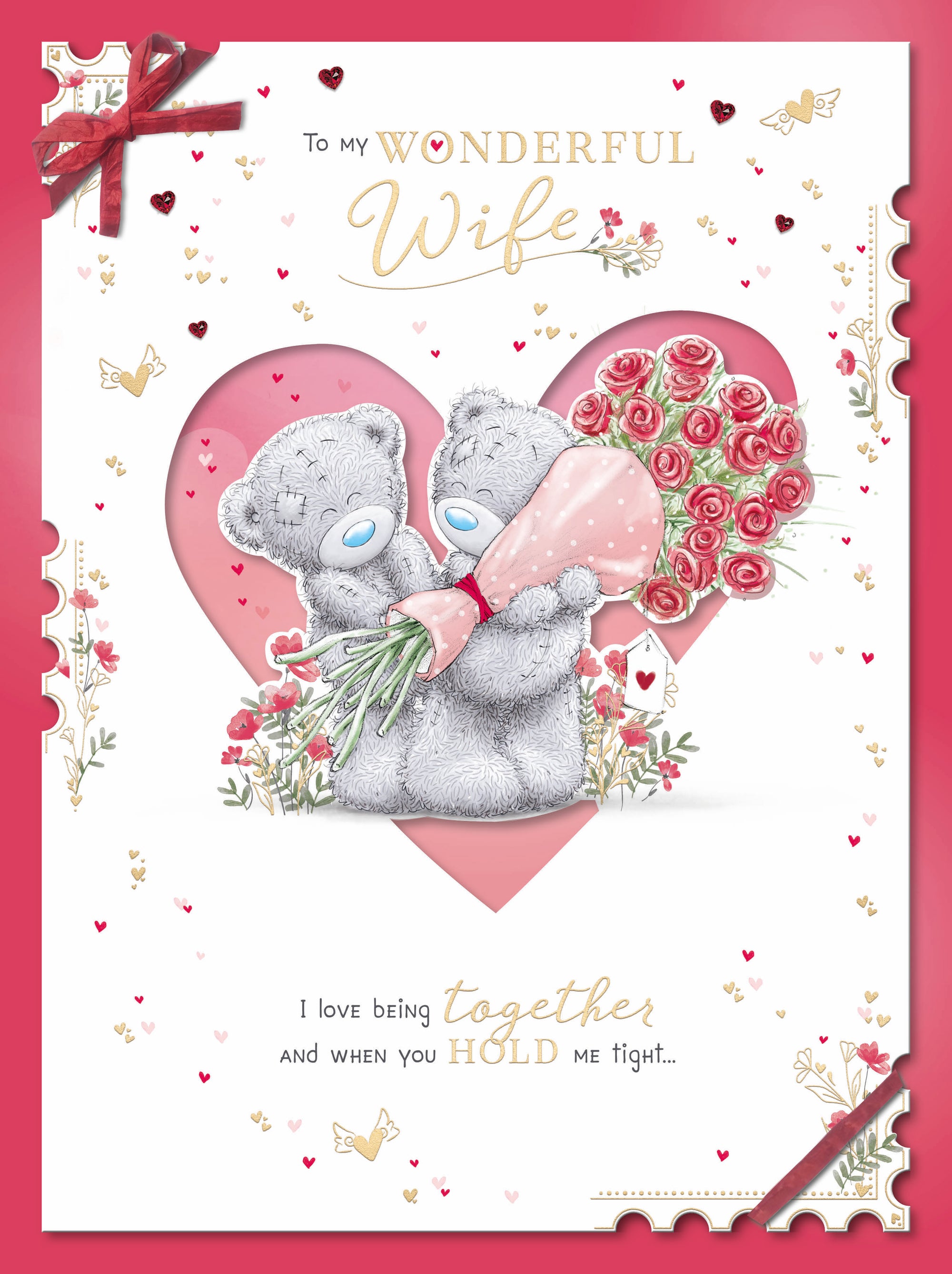 Me to You Tatty Teddy Luxury Boxed Handmade Valentine's Day Card 'To my Wonderful Wife' 12 x 9