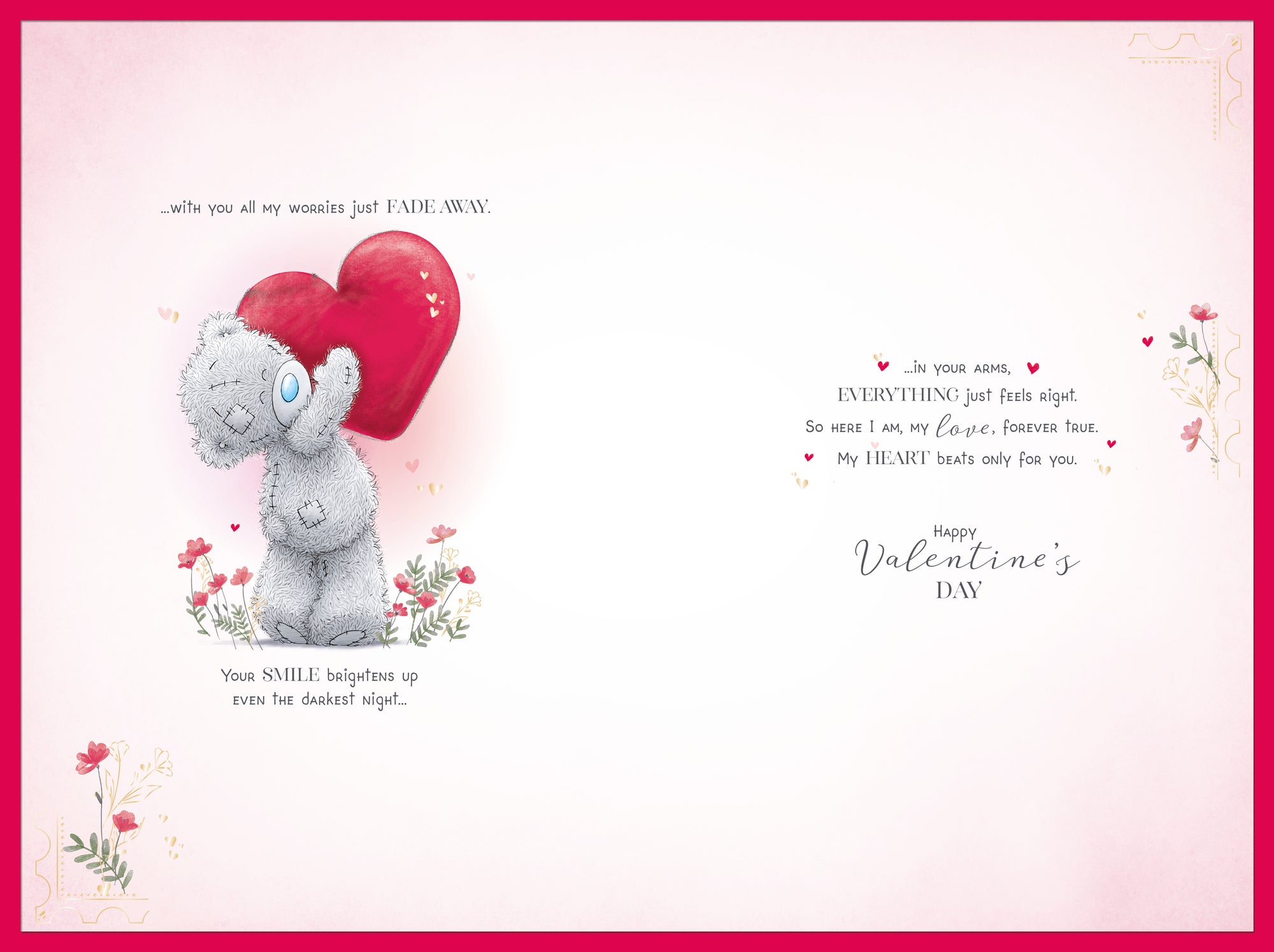 Me to You Tatty Teddy Luxury Hand Made Valentine's Day Card 'To my Wonderful Fiancée' 6 x 9