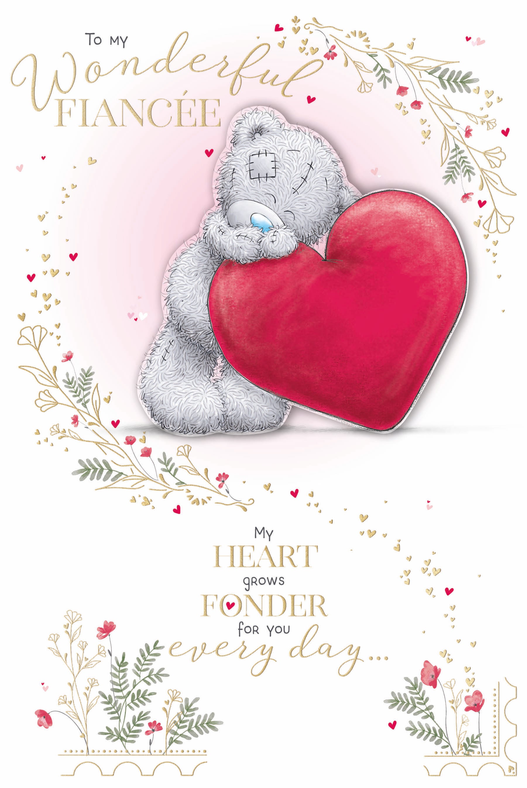 Me to You Tatty Teddy Luxury Hand Made Valentine's Day Card 'To my Wonderful Fiancée' 6 x 9