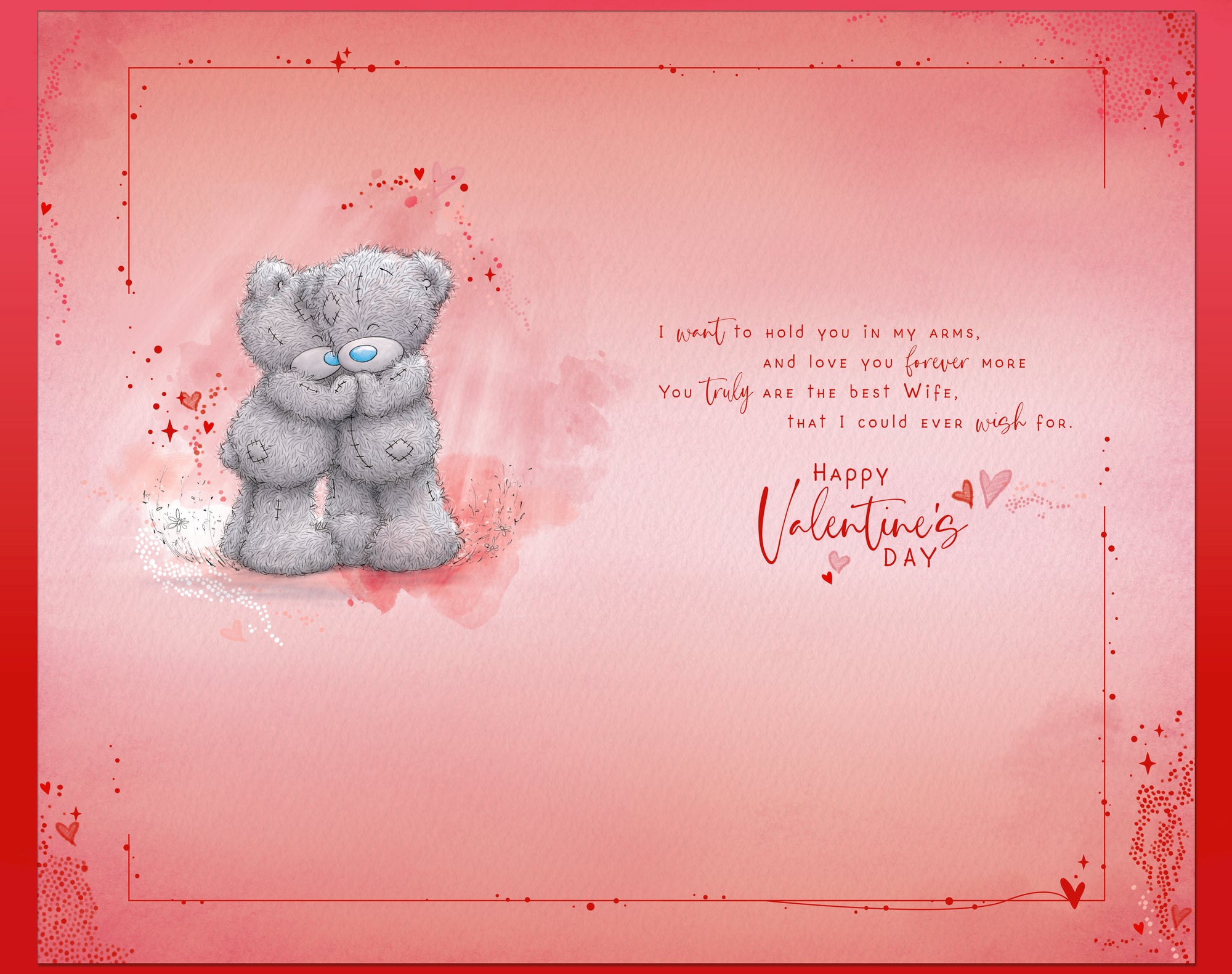 Me to You Tatty Teddy Hand Made Valentine's Day Card 'To my Beautiful Wife' 7 x 11