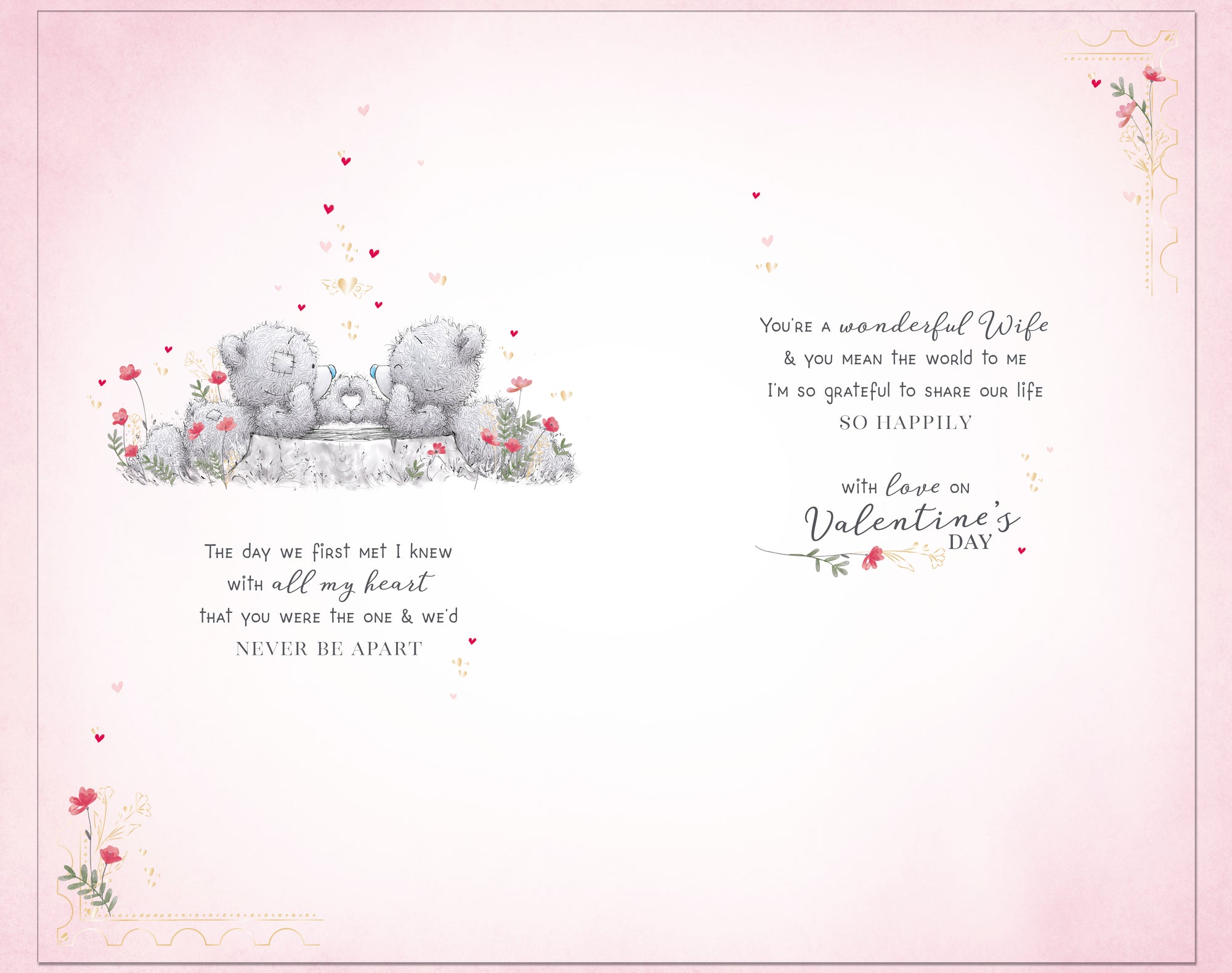 Me to You Tatty Teddy Hand Made Valentine's Day Card 'To my Beautiful Wife' 7 x 11