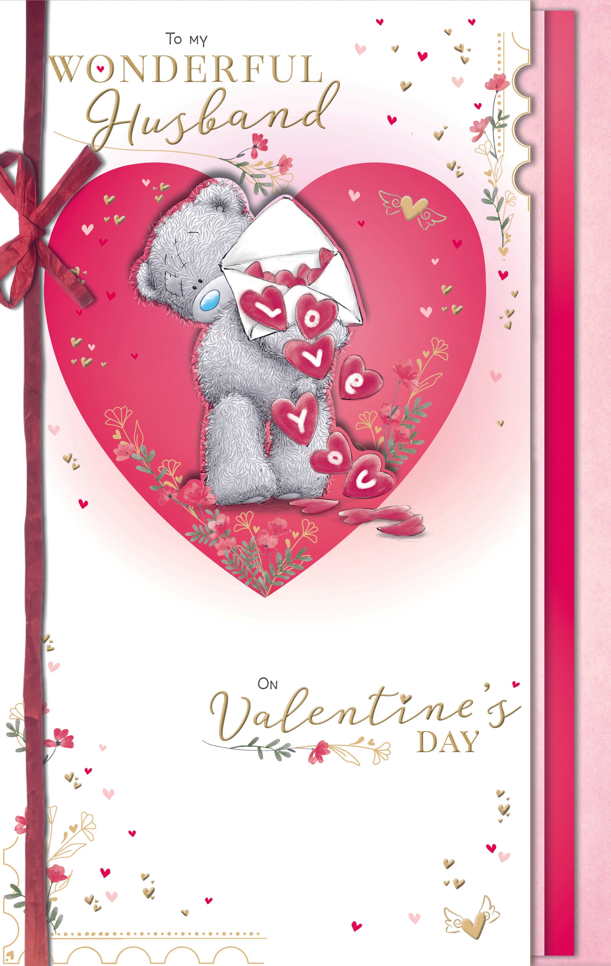 Me to You Tatty Teddy Luxury Hand Made Valentine's Day Card 'To my Wonderful Husband' 7 x 11