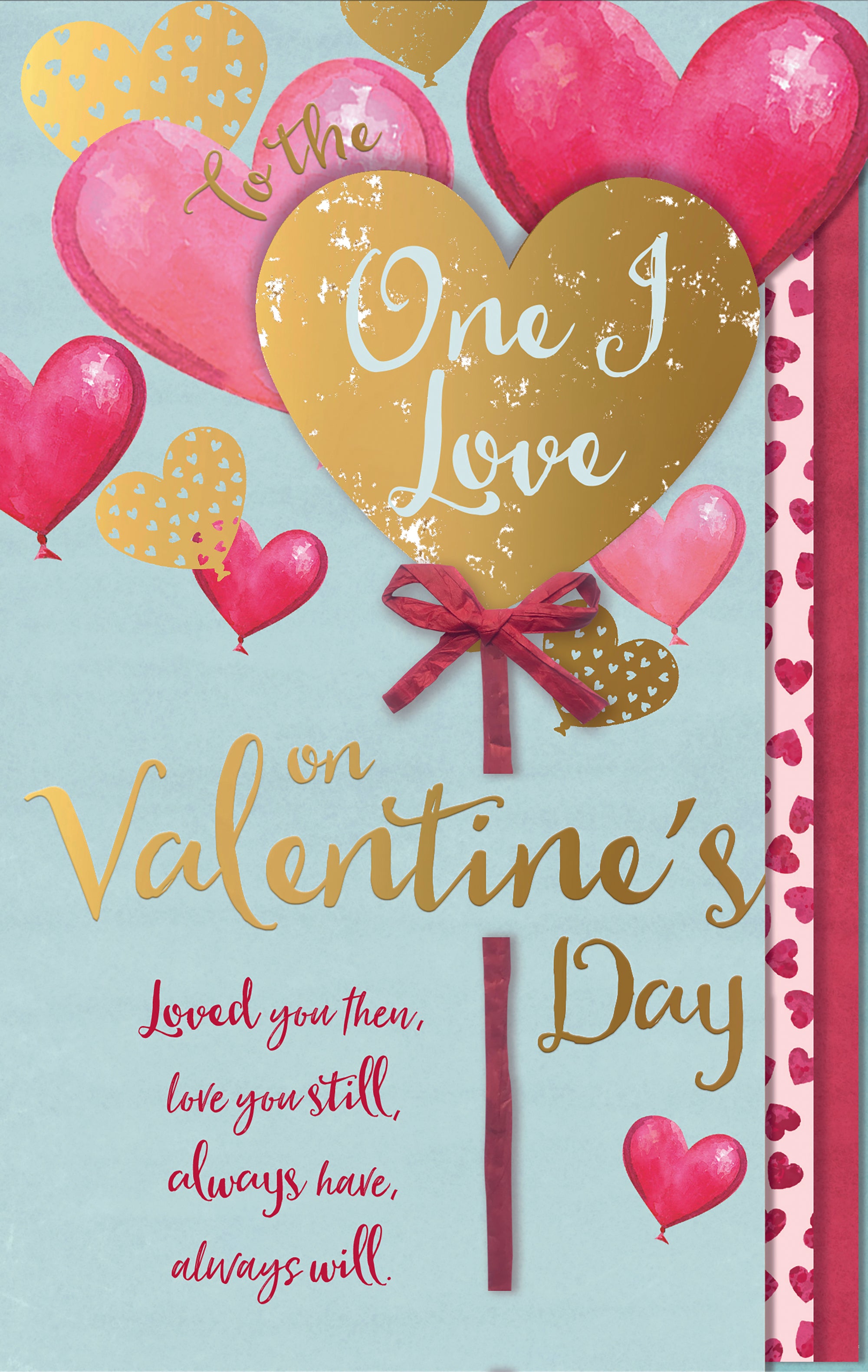 Luxury Handmade Valentine's Day Card 'To The One' Gold Foil Heart And Balloons Design by Wishing Well Studios, 7 X 11 Inches