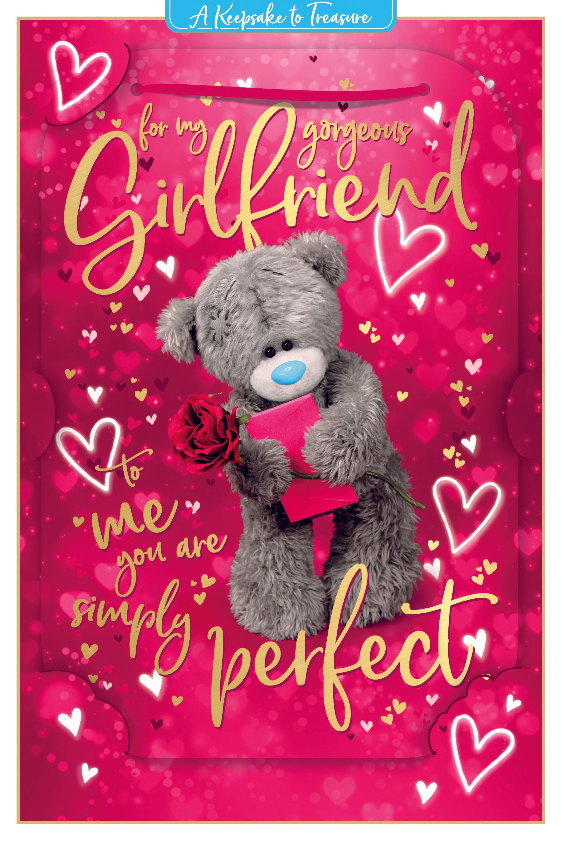 Me to You Tatty Teddy Valentine's Day Luxury 3D Keepsake Card 'For my Gorgeous Girlfriend' 6 x 9