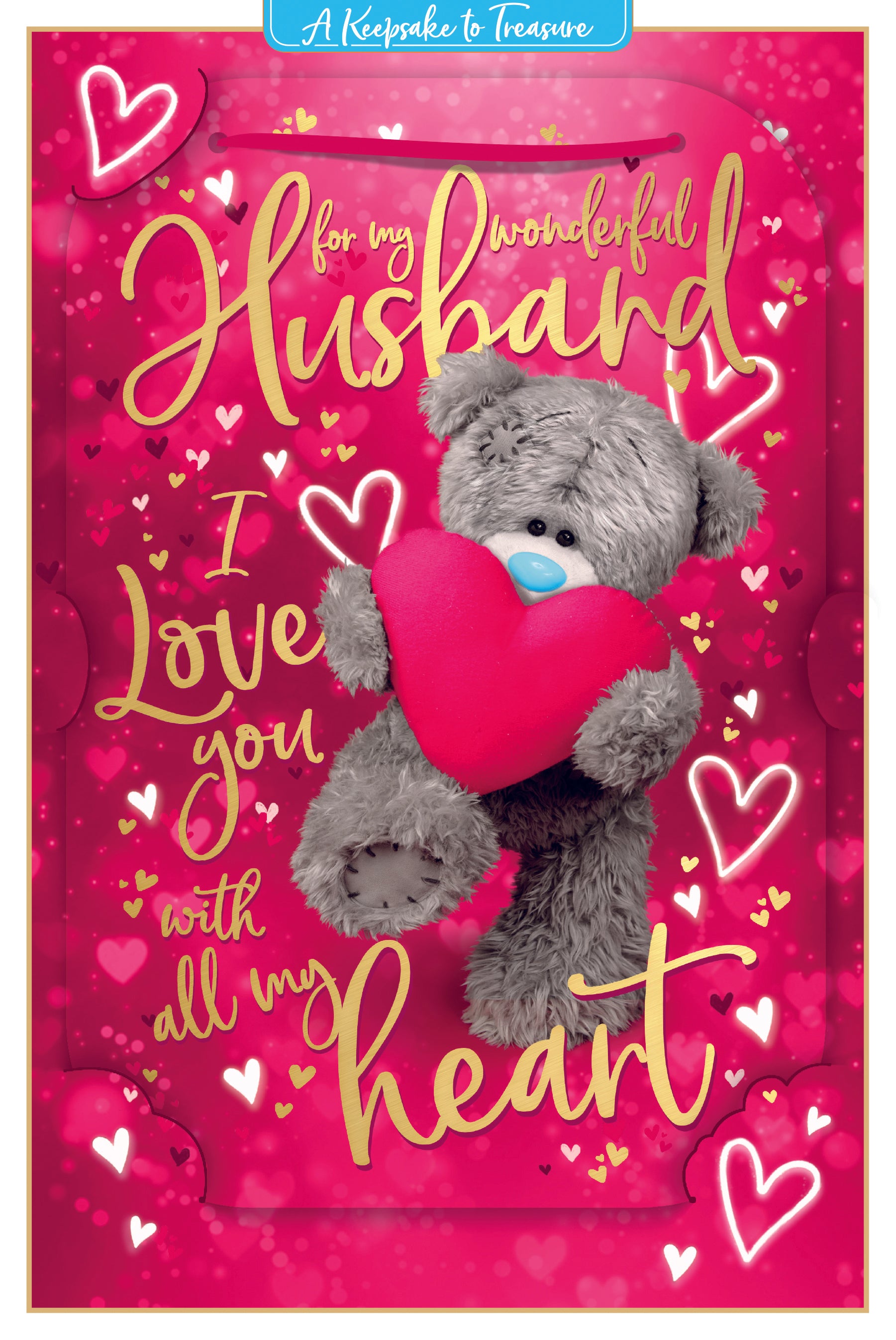 Me to You Tatty Teddy Valentine's Day Luxury 3D Keepsake Card 'For my Wonderful Husband' 6 x 9