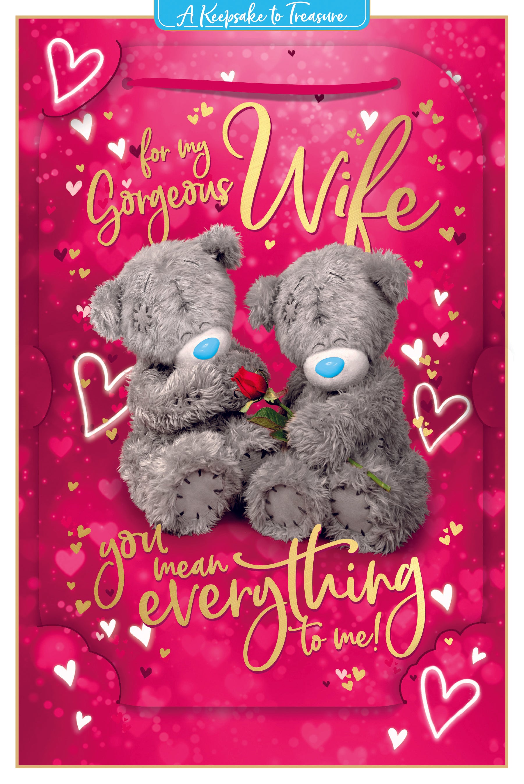 Me to You Tatty Teddy Valentine's Day Luxury 3D Keepsake Card 'For my Gorgeous Wife' 6 x 9