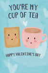 Cute Valentine's Day Card 'You're My Cup Of Tea' By Food For Thought At Wishing Well Studios, 8 X 5 Inches