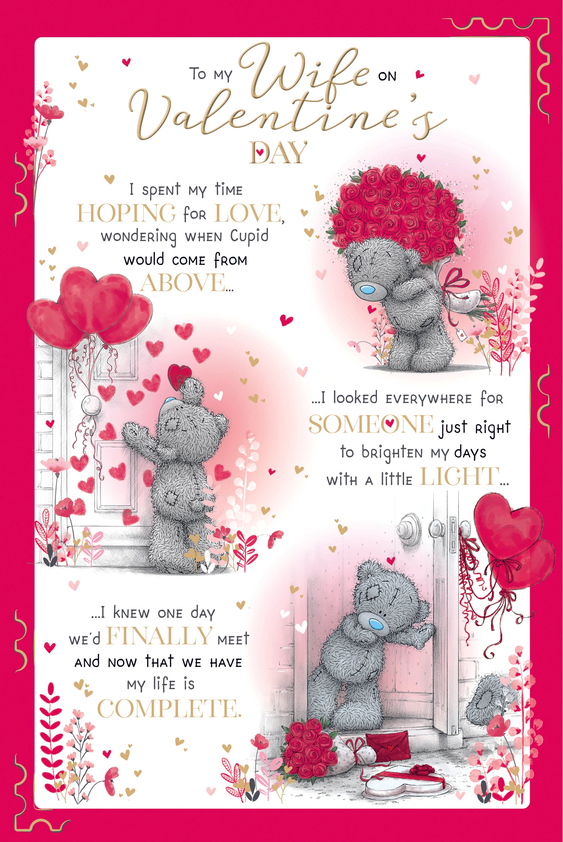 Me to You Tatty Teddy Luxury Valentine's Day Card 'To My Wife' 6 x 9