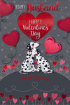 Valentine's Day Card 'To My Husband' Cute Dalmations And Hearts By Wishing Well, 6 X 9 Inches