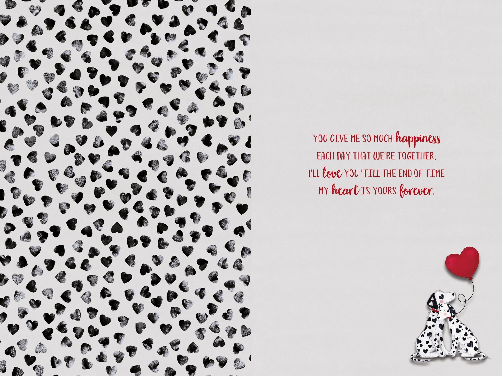 Valentine's Day Card 'To My Husband' Cute Dalmations And Hearts By Wishing Well, 6 X 9 Inches