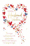 Luxury Valentine's Day Card 'To My Darling Husband' Lovehearts Design With Gold Foil Finish by Wishing Well Studios, 6 X 9 Inches
