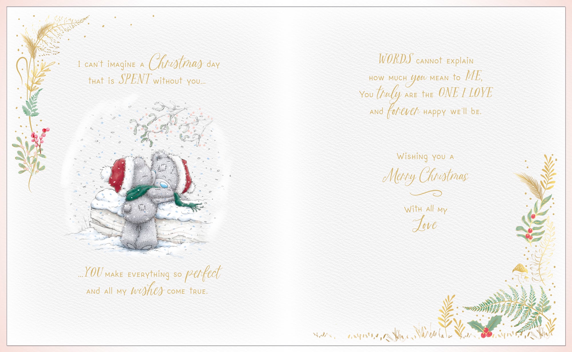Me to You Tatty Teddy Luxury Handmade Christmas Card In Keepsake Box To The One I Love 8x10ins -