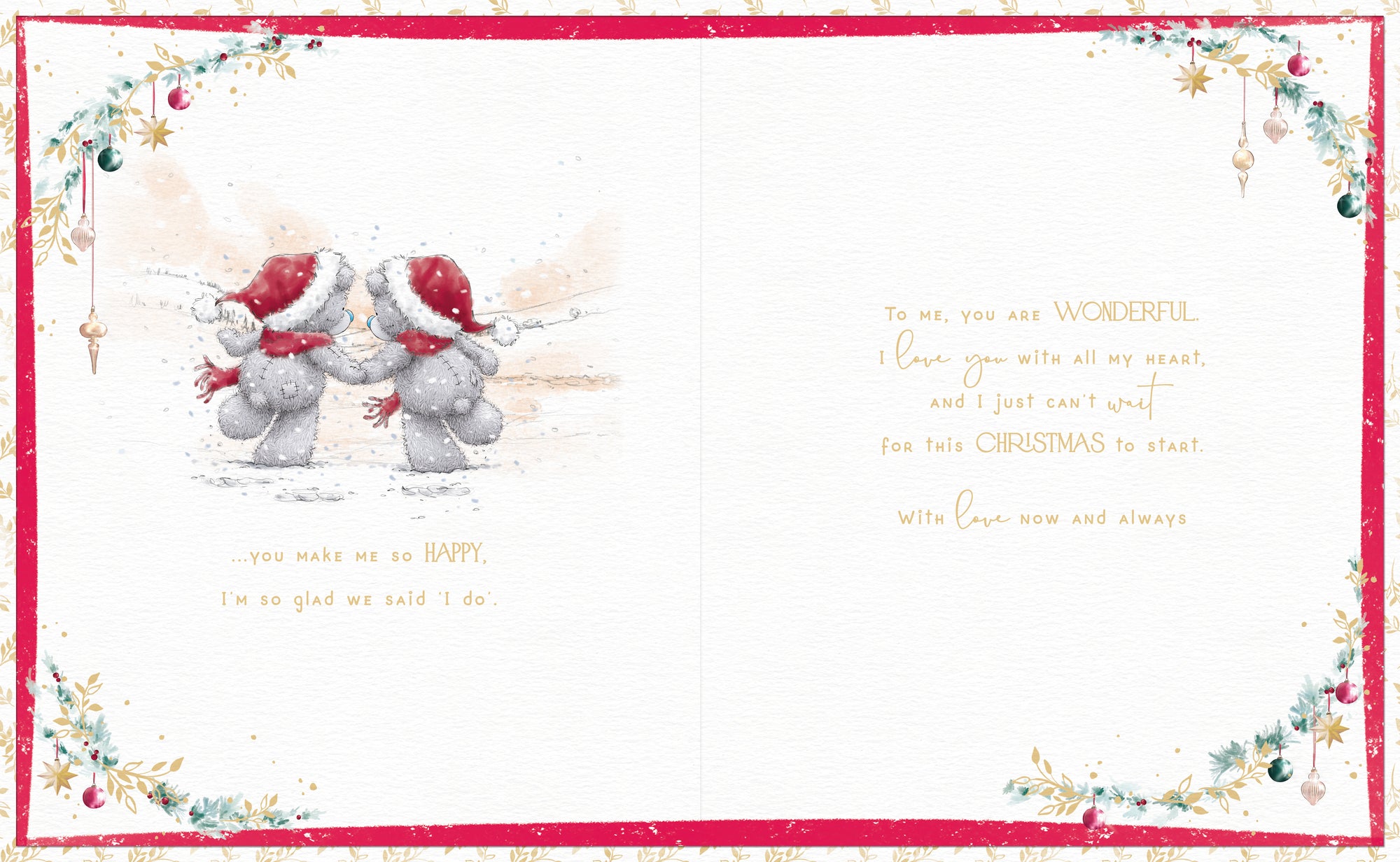 Me To You Boxed Christmas Card For A Wonderful Husband, Tatty Teddy Bears On A Sledge in the Snow 8 X 10 Inches - Official Collection
