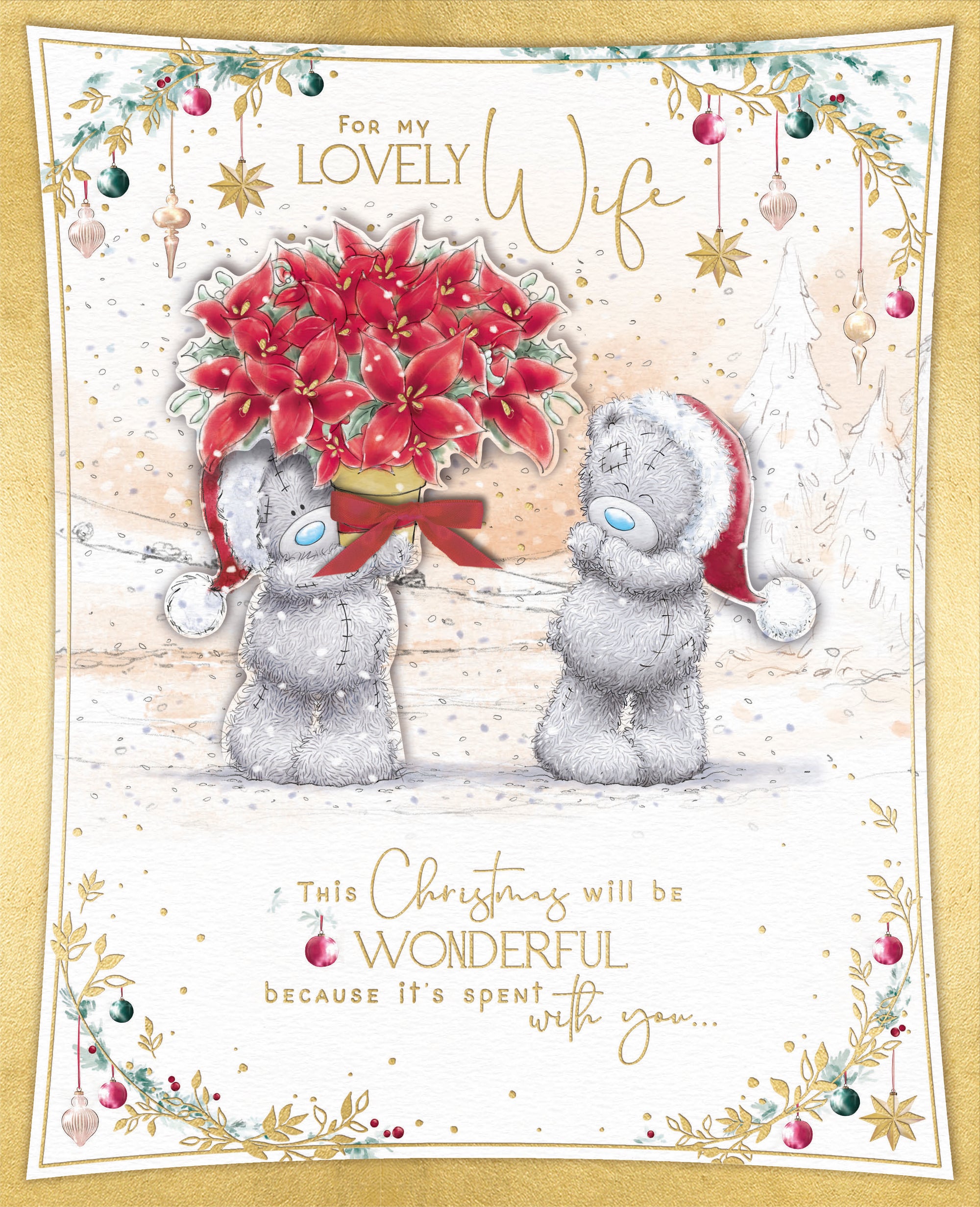 Me To You Boxed Tatty Teddy Birthday Card For My Lovely Wife With 3D Flowers And Organza Bow 20.3 x 25cm  - Official Collection