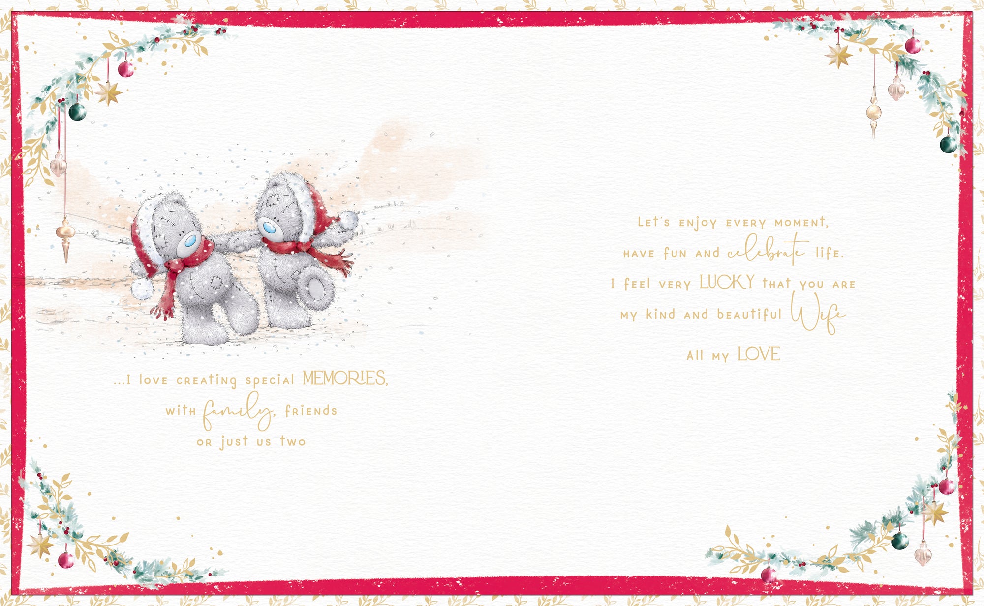 Me To You Boxed Tatty Teddy Birthday Card For My Lovely Wife With 3D Flowers And Organza Bow 20.3 x 25cm  - Official Collection