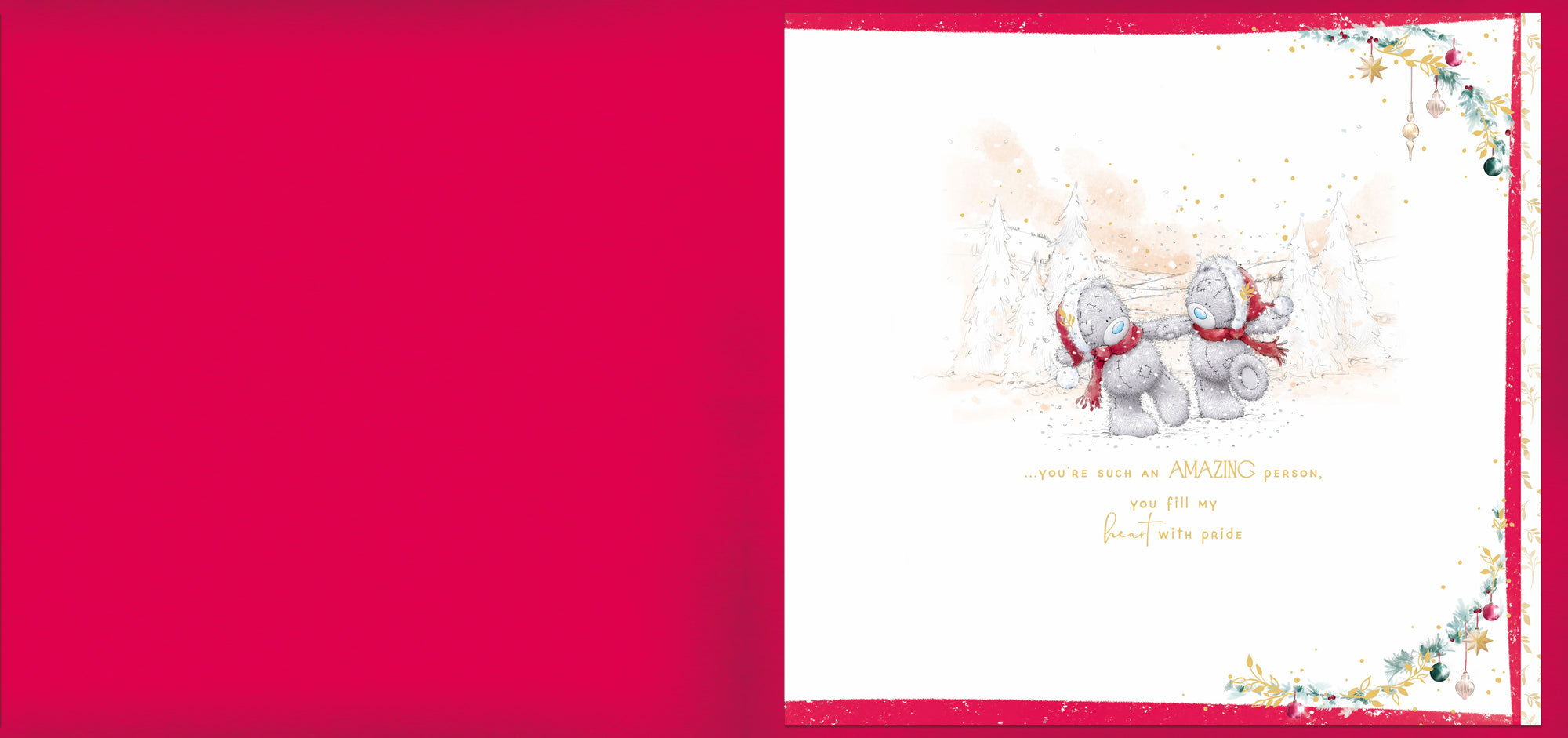 Me To You Large Luxury Boxed Christmas Card For My Wonderful Wife, Tatty Teddy Bears Walking In A Snowy Winter Scene 34 x 30.5 cm - Official Collection