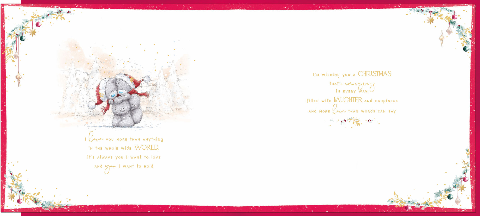 Me To You Large Luxury Boxed Christmas Card For My Wonderful Wife, Tatty Teddy Bears Walking In A Snowy Winter Scene 34 x 30.5 cm - Official Collection