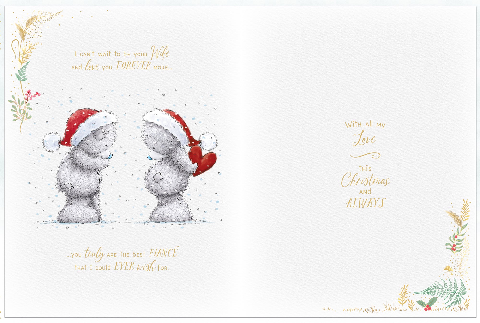 Me to You Tatty Teddy Luxury Christmas Card For Fiance In Keepsake Box