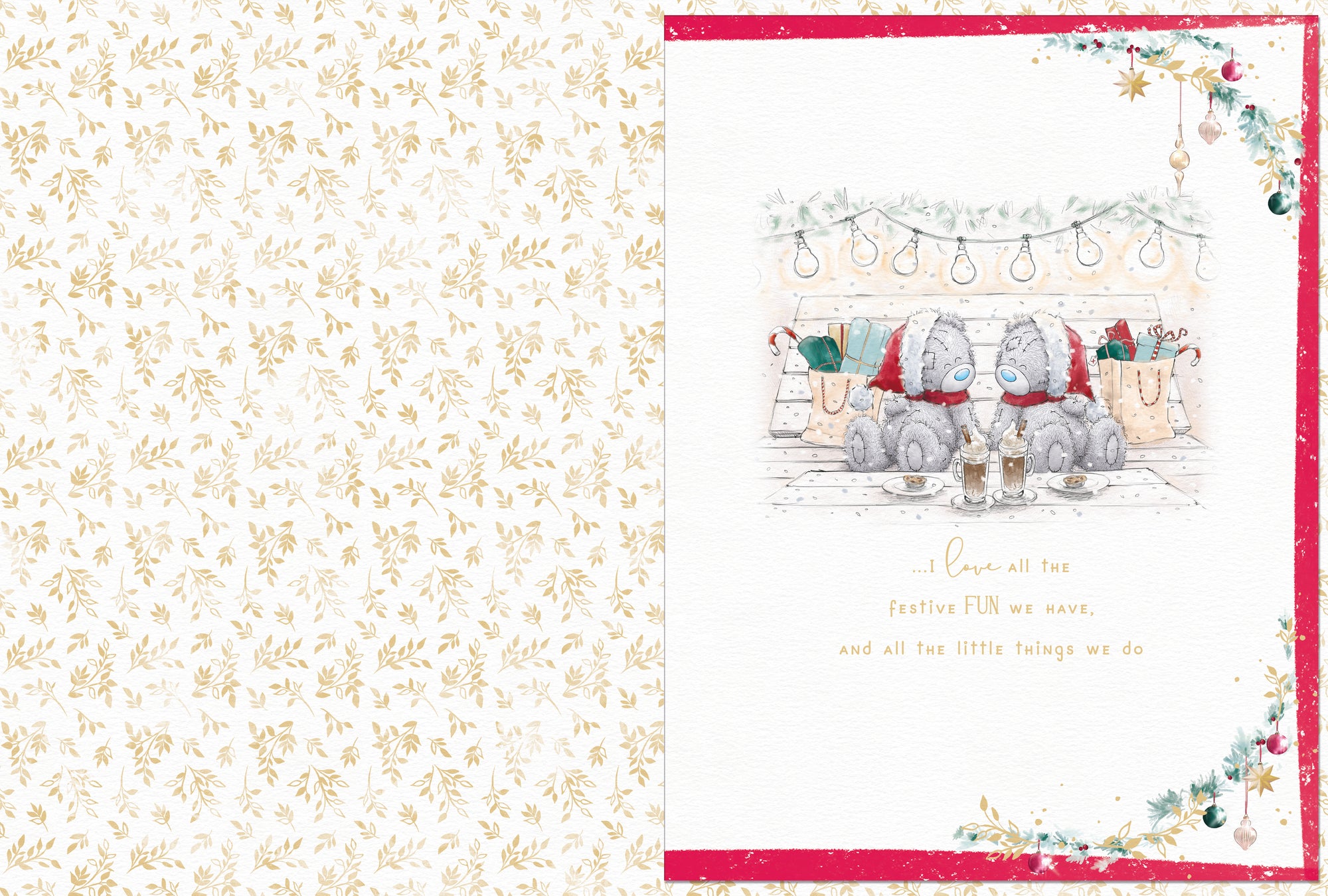 Me To You Luxury Boxed Christmas Card For My Wonderful Wife, Tatty Teddy Bears Dancing Together In The Snow 12 X 9 Inches  - Official Collection