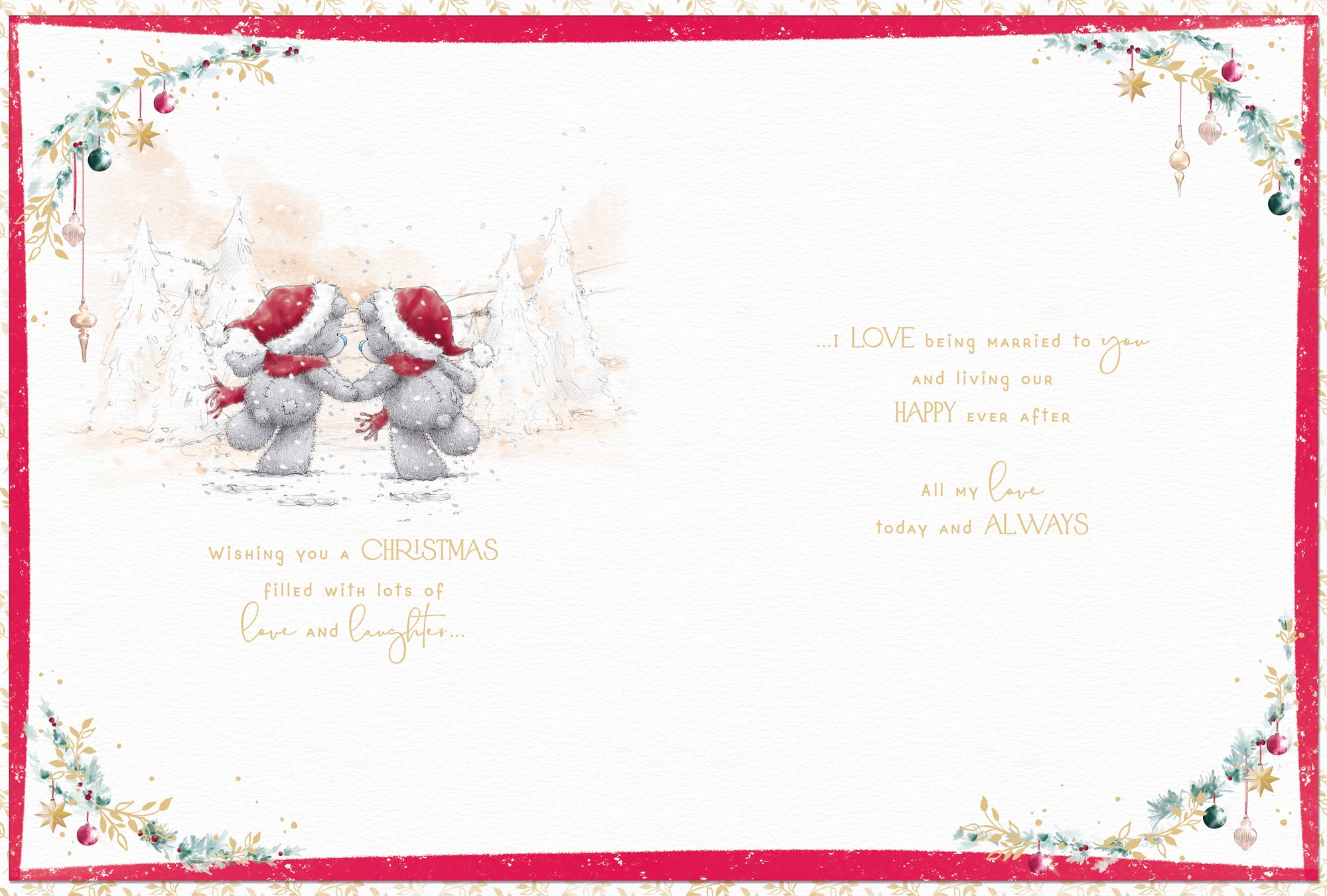 Me To You Luxury Boxed Christmas Card For My Wonderful Wife, Tatty Teddy Bears Dancing Together In The Snow 12 X 9 Inches  - Official Collection