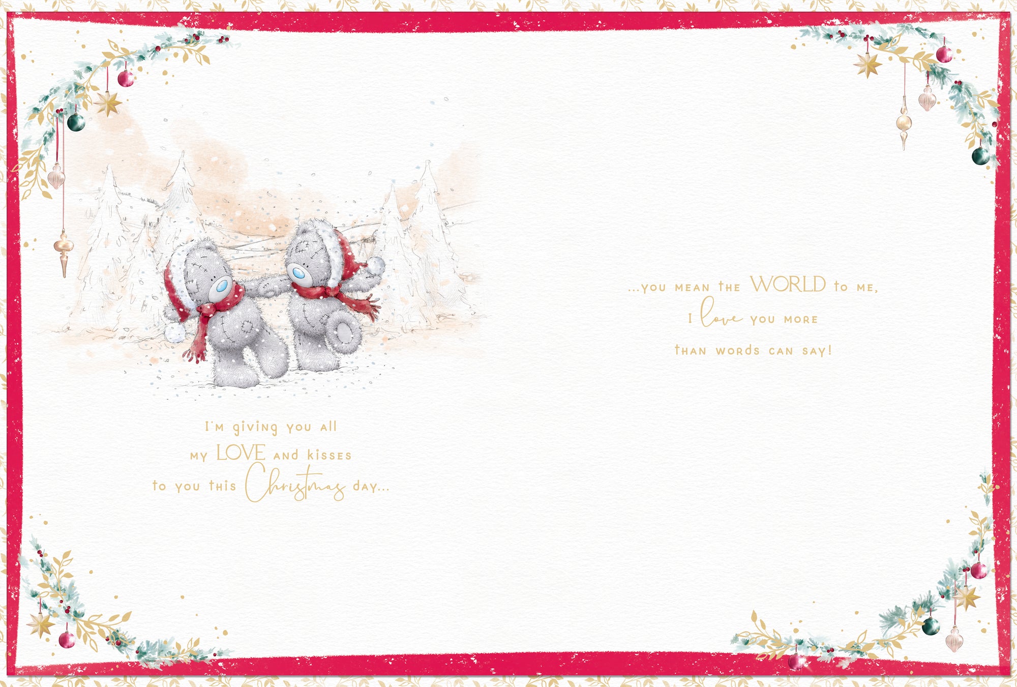 Me To You Luxury Boxed Christmas Card For A Wonderful Husband, Tatty Teddy Bears Sit Snuggled Together In The Snow 12 X 9 Inches - Official Collection
